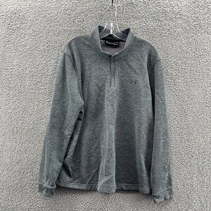 Under Armour 1/4 Zip Pull Over Mens XL Gray Sweatshirt Loose Fit Coldgear Storm